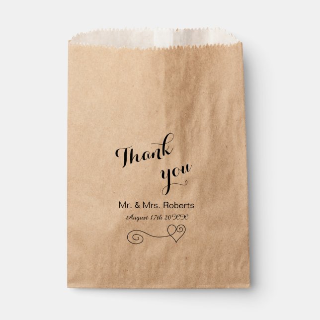 Simple calligraphy wedding favour bag (Front)