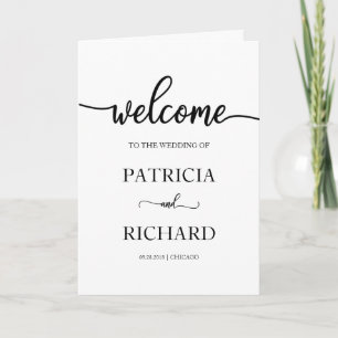 Simple Calligraphy Wedding Folded Program