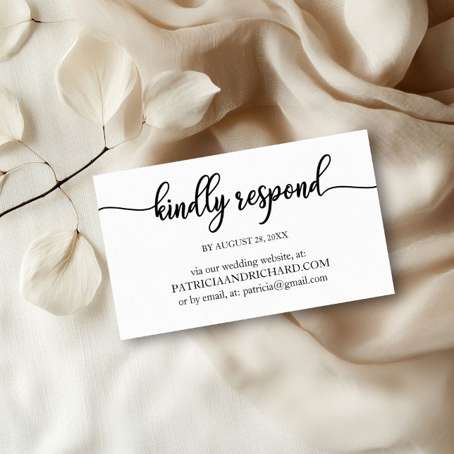 Simple Calligraphy Wedding Online RSVP Business Card (Creator Uploaded)