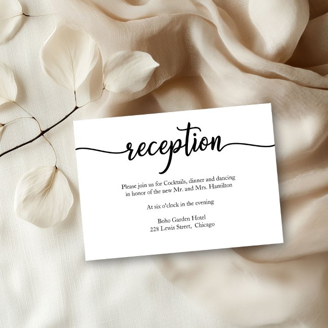 Simple Calligraphy Wedding Reception Card (Creator Uploaded)