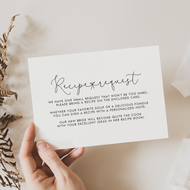 Simple Calligraphy Wedding Recipe Request   Enclosure Card (Creator Uploaded)