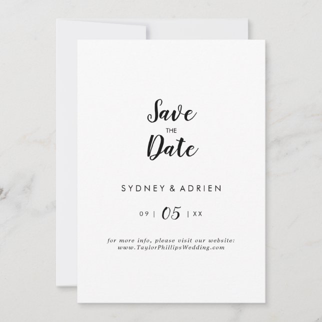 Simple Calligraphy Wedding Save The Date (Front)