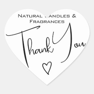 Simple Calligraphy White Black Thank You Labels