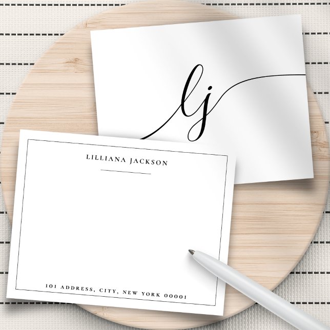 Simple Calligraphy White Personalised Stationery Card (Creator Uploaded)