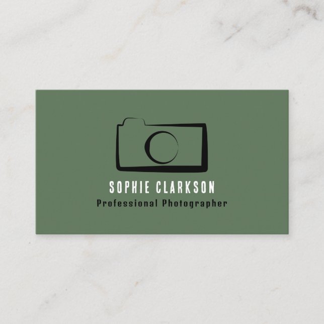 Simple Camera Icon, Photographer, Photography Business Card (Front)