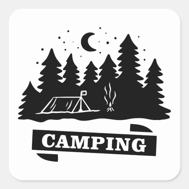 Simple Camping Outdoors | camp more worry less Square Sticker (Front)