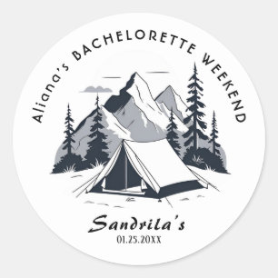 Simple Camping Weekend Bachelorette Party Classic Round Sticker