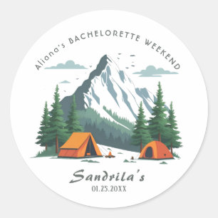 Simple Camping Weekend Bachelorette Party  Classic Round Sticker