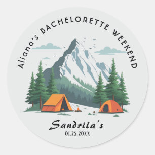 Simple Camping Weekend Bachelorette Party Classic Round Sticker