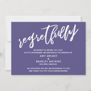 Simple Cancelled Wedding Dusty Purple Regrets Card