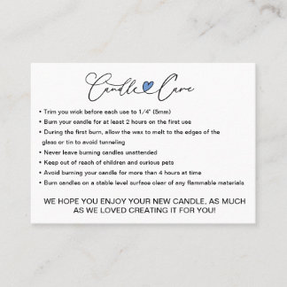 Simple Candle Care Instructions / Add Your Logo B Business Card