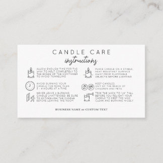 Simple Candle Care Safety Instructions Business Enclosure Card