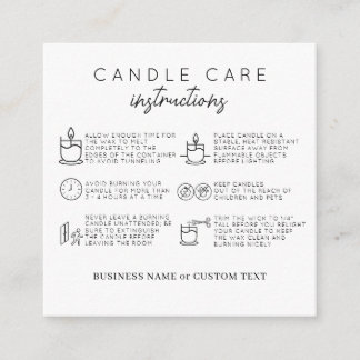 Simple Candle Care Safety Instructions Business Enclosure Card