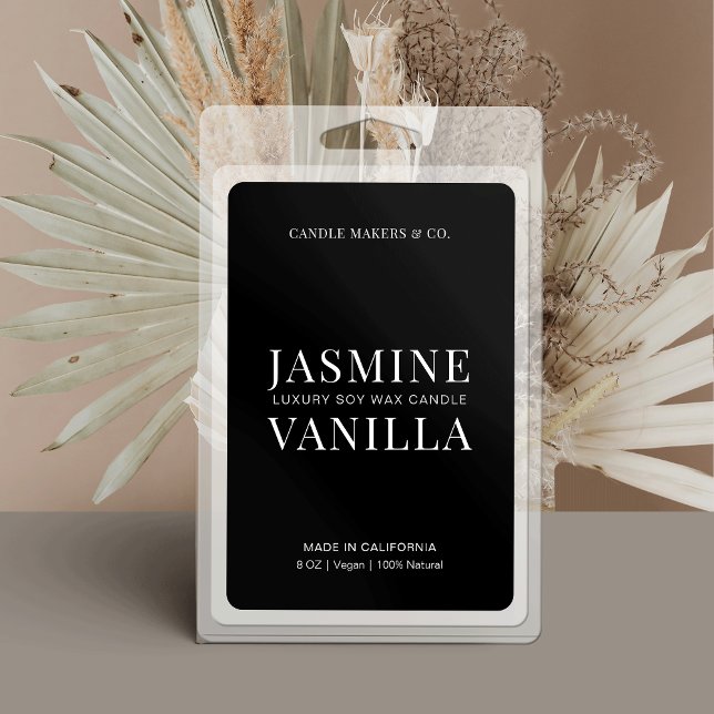 Simple Candle Label Minimalist Black & White (Stand out and make sleek packaging for your products using this rectangle product label)