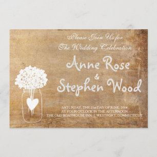 Simple Canvas Mason Jar Wedding Invitation