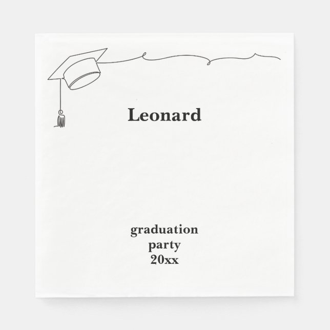 Simple Cap and Tassel Graduation Napkin (Front)