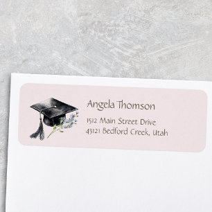 Simple Cap Wildlower Graduation Return Address Label