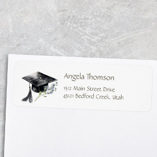 Simple Cap Wildlower Graduation Return Address Label