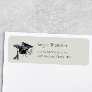Simple Cap Wildlower Graduation Return Address Label
