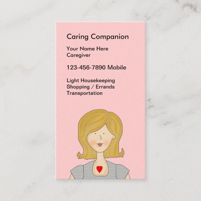 Simple Caregiver Cute Business Cards (Front)