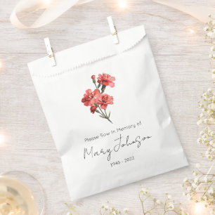 Simple Carnation Seed packet Funeral Favour Bag