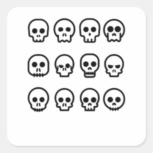 Simple Cartoon Halloween Death Skull Square Sticker