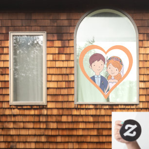 Simple, Cartoon-Iike Spouses Illustration Wedding 