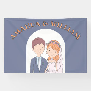 Simple, Cartoon-Iike Spouses Illustration Wedding Banner