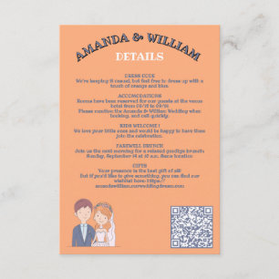 Simple, Cartoon-Iike Spouses Illustration Wedding Enclosure Card