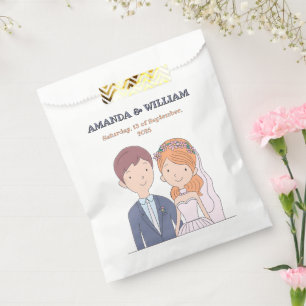 Simple, Cartoon-Iike Spouses Illustration Wedding Favour Bag