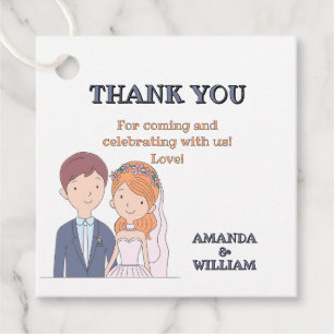 Simple, Cartoon-Iike Spouses Illustration Wedding Favour Tags
