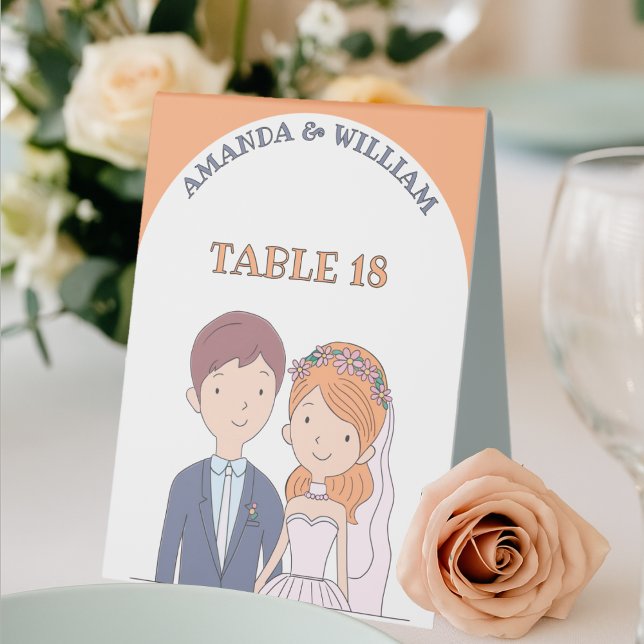 Simple Cartoon-Iike  Spouses  Wedding Table Number (Creator Uploaded)