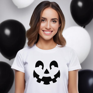 Simple Carved Pumpkin Face Silhouette Halloween T-Shirt