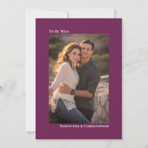 Simple Cassis or Magenta Vertical Photo Wedding Invitation