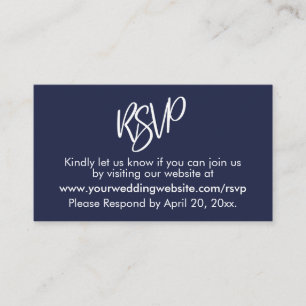 Simple Casual Bold Navy Blue RSVP Enclosure Card