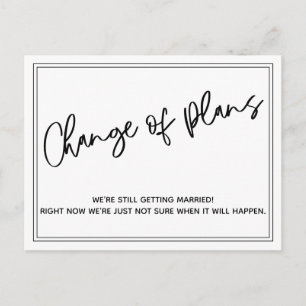 Simple, Casual Change of Plans Postponed Wedding Postcard