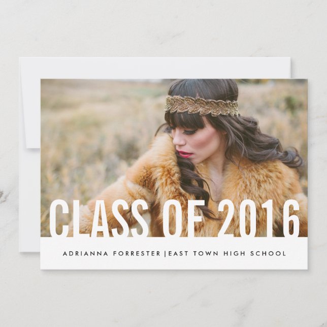 Simple Casual Chic Graduate Photo Class Of 2016 Invitation (Front)