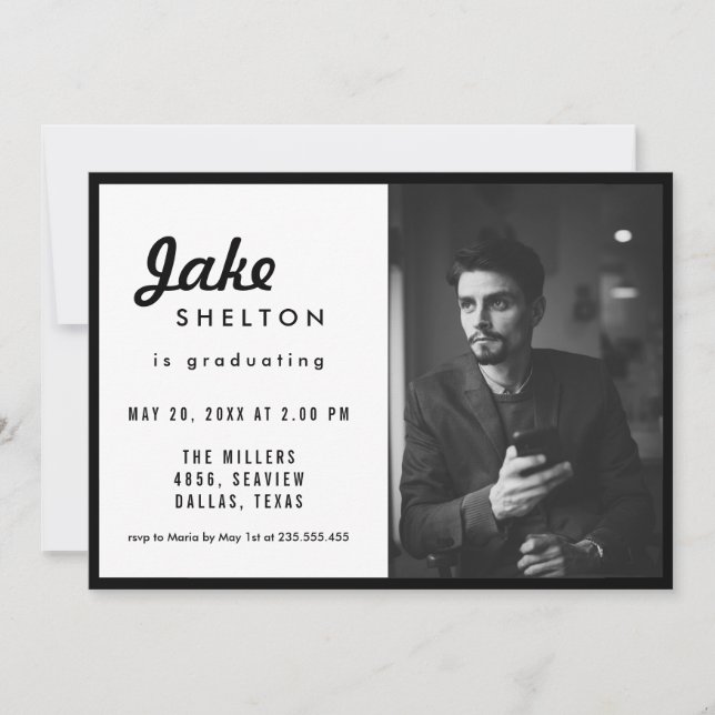 Simple Casual Graduation Photo Invitation (Front)