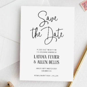 Simple Casual Handwriting Save The Date Wedding Invitation