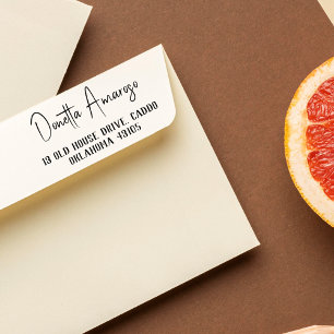 Simple Casual Minimalist Calligraphy Name Surname Rubber Stamp