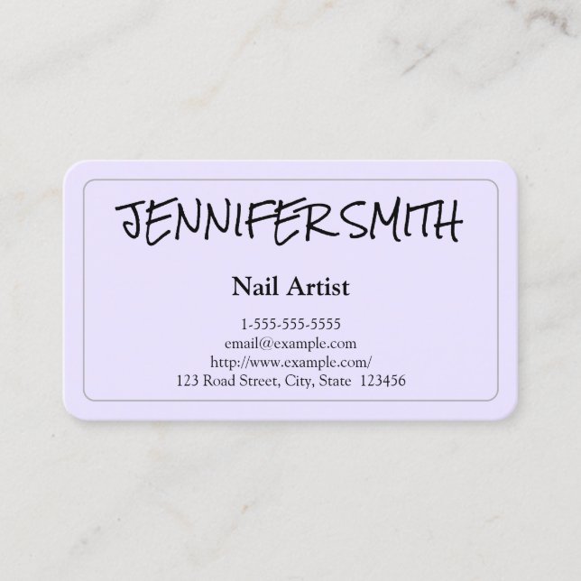 Simple & Casual Nail Artist Business Card (Front)