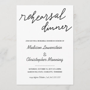 Simple Casual Script Rehearsal Dinner Wedding Invitation