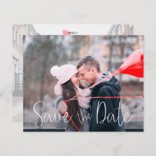 Simple Casual Script Wedding Photo Save the Date