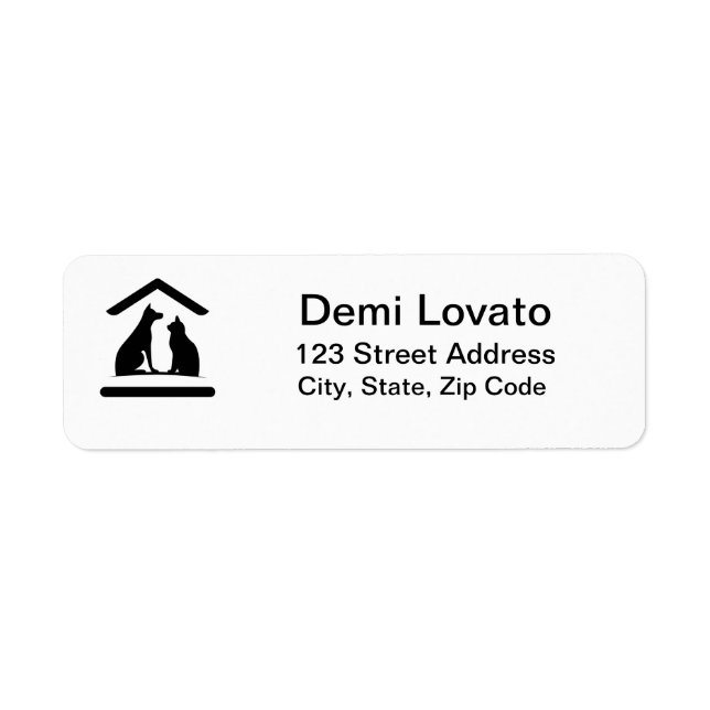 simple cat and dog personalised name return address label (Front)