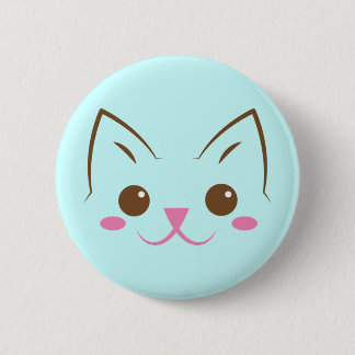 Simple cat face so cute! 6 cm round badge
