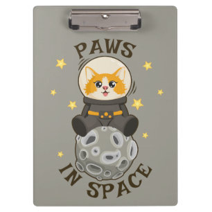 Simple Cat in space Astronaut Cosmic animal Moon Clipboard