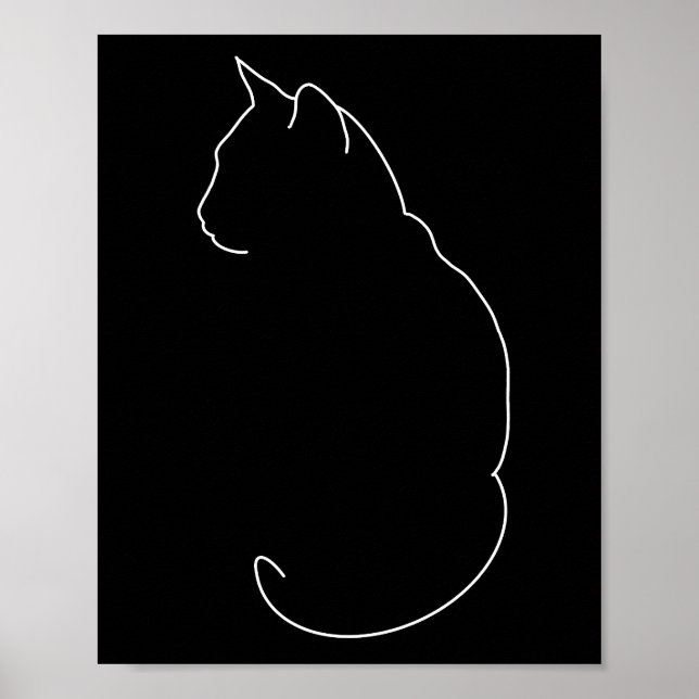 Simple Cat Line Drawing Poster (Front)
