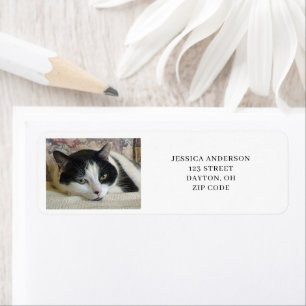 Simple Cat Photo Return Address Return Address Label