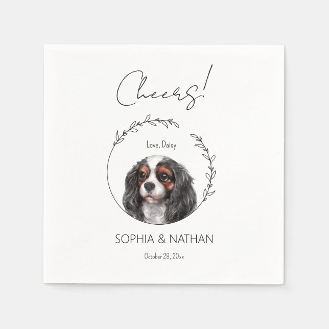 Simple Cavalier Dog Wedding Cocktail Napkins (Front)