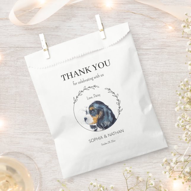Simple Cavalier Dog Wedding Thank You Favour Bag (Clipped)